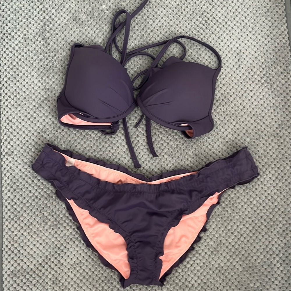 Victoria’s Secret Purple Bikini Set Top 32B and Bottom SP